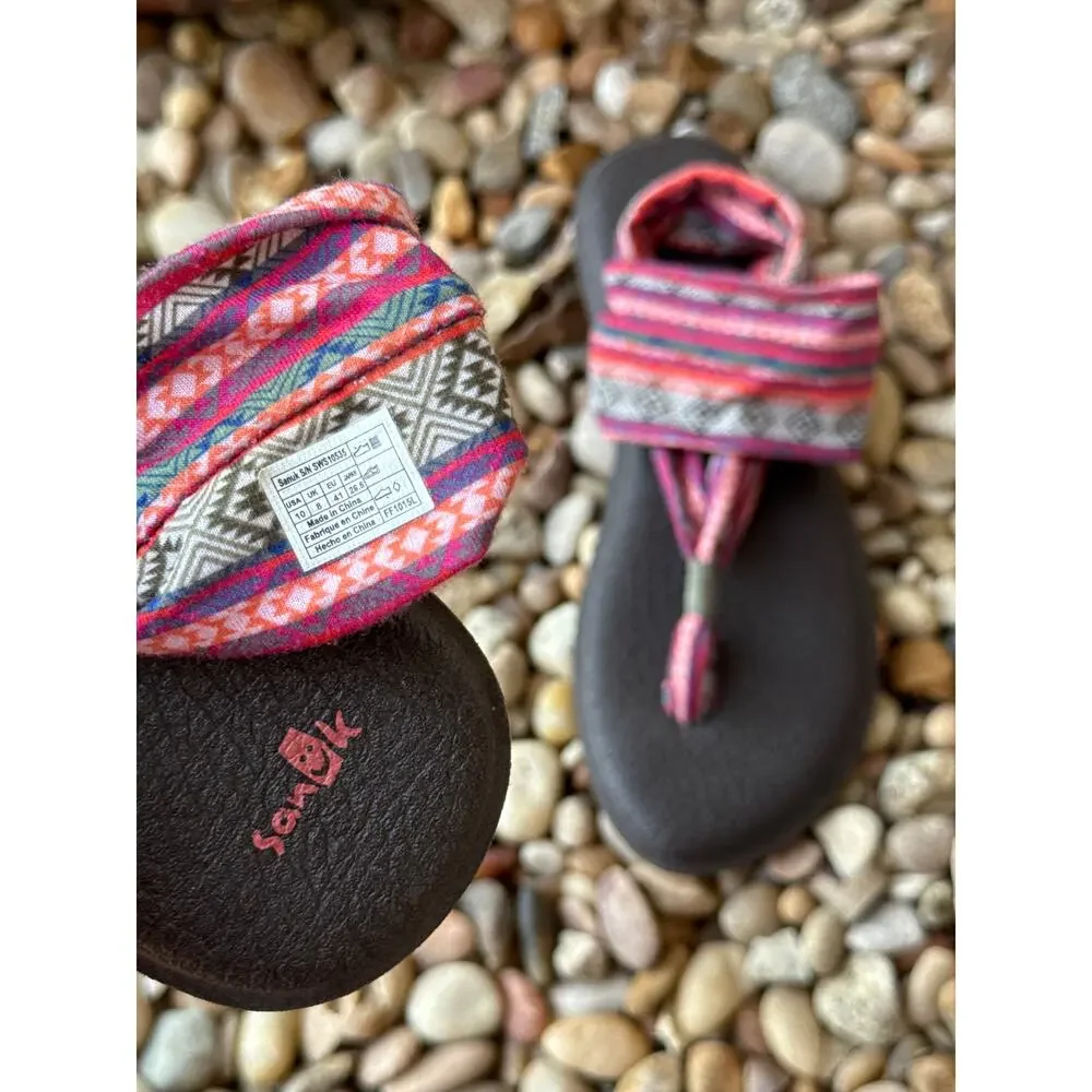 Sanuk Women's Yoga Sling Flip Flop Sandal Southwestern Aztec Comfort‎ Size 10